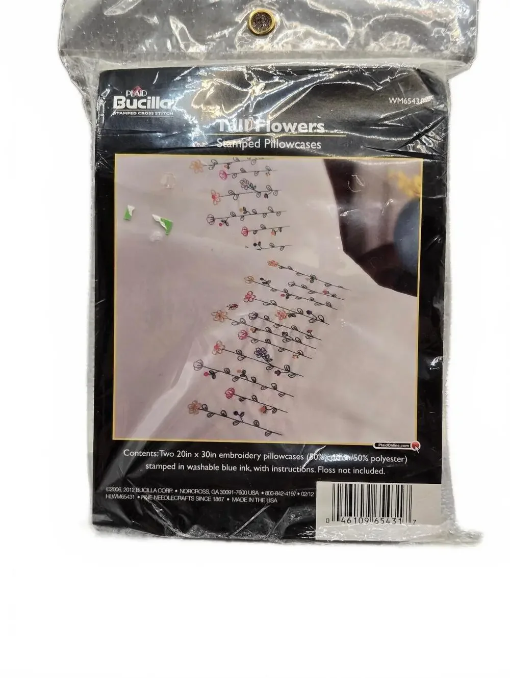 Bucilla Tall Flowers Stamped Pillowcases Embroidery Kit 20x30 Cotton-Poly